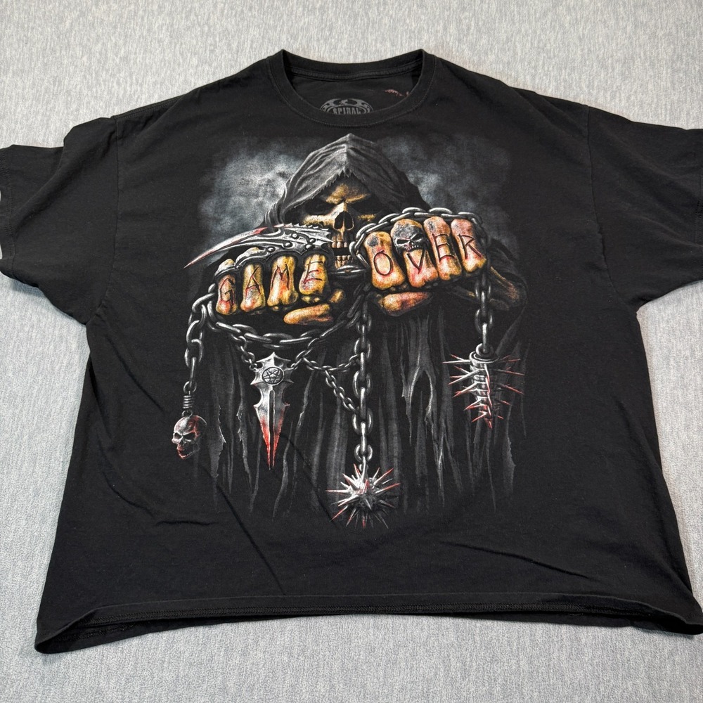 Spiral Shirt Men XL Black‎ Game Over Grim Reaper Gothic Graphic Skull y2k